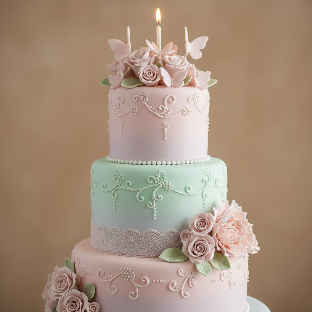 تفاصيل كعكة عيد ميلاد مزينة من CakeFlux Doha